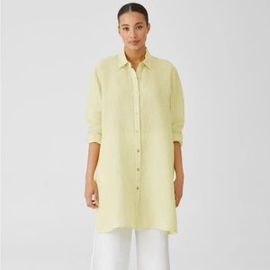 Garment-Dyed Organic Handkerchief Linen Long Shirt